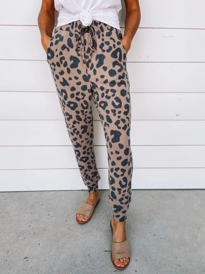 Fashionable Leopard Print Irregular Pattern Casual Pants SHOPPORA