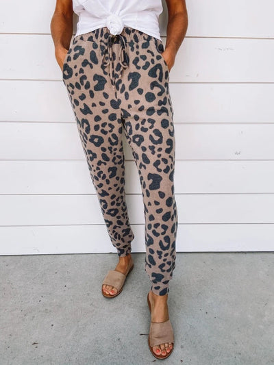 Fashionable Leopard Print Irregular Pattern Casual Pants SHOPPORA