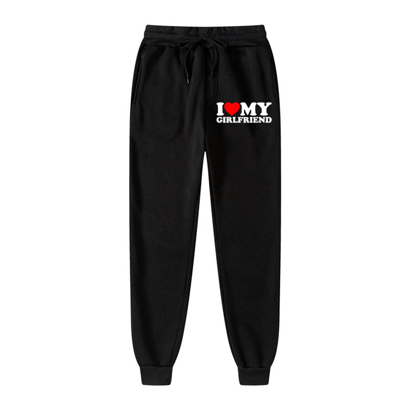 I LOVE MY GIRLFRIEND Letter Print Casual Sweatpants SHOPPORA