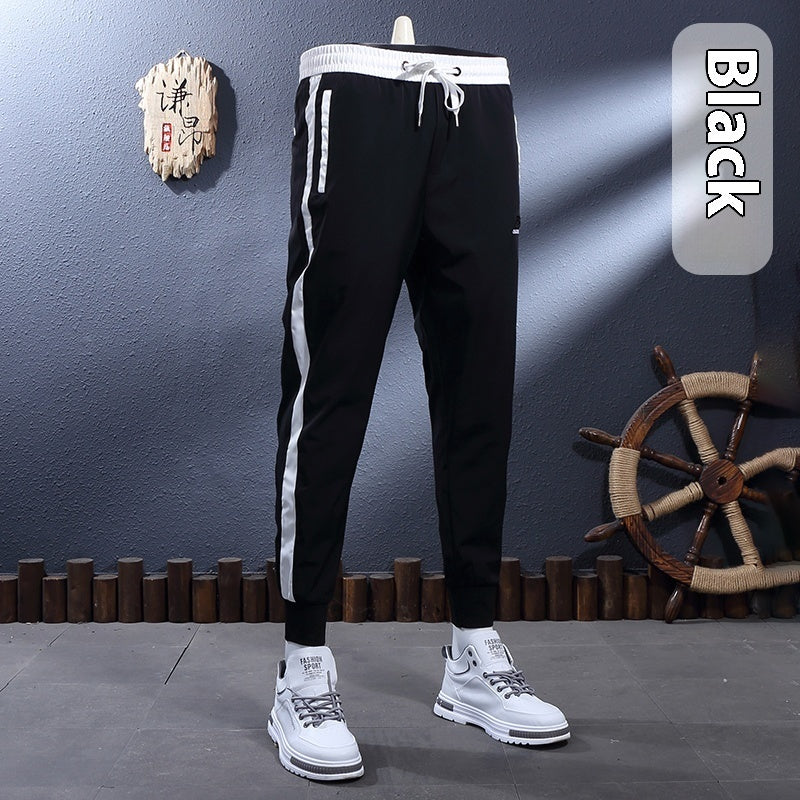 Ice Silk Breathable Stretch Slim-fitting Ankle-tied Skinny Sports Pants SHOPPORA