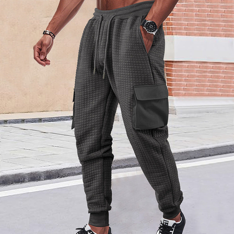 Men's Sports Sweatpants European And American Style Thickened Small Check SHOPPORA