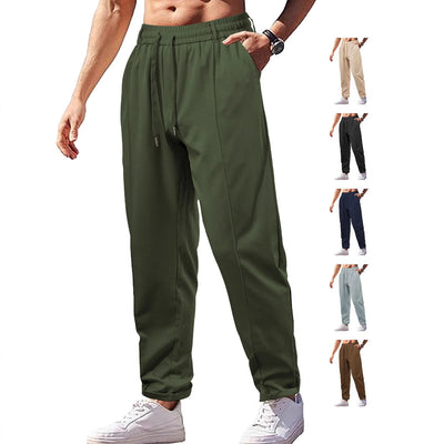 Loose, Breathable High-waist Drawstring Cotton-like Twill Woven Men's Casual Pants SHOPPORA