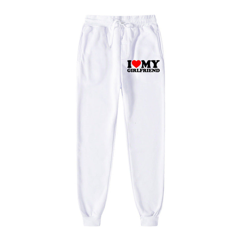 I LOVE MY GIRLFRIEND Letter Print Casual Sweatpants SHOPPORA