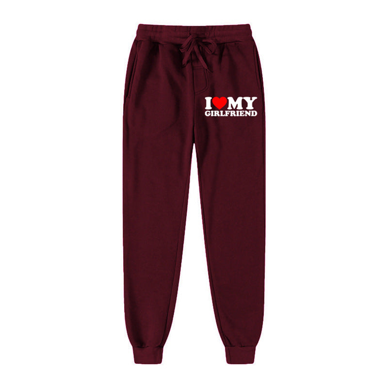I LOVE MY GIRLFRIEND Letter Print Casual Sweatpants SHOPPORA