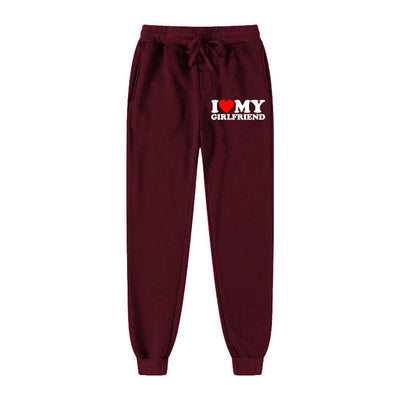 I LOVE MY GIRLFRIEND Letter Print Casual Sweatpants SHOPPORA