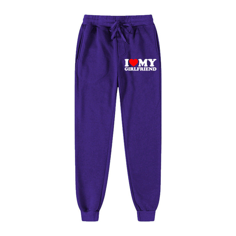 I LOVE MY GIRLFRIEND Letter Print Casual Sweatpants SHOPPORA
