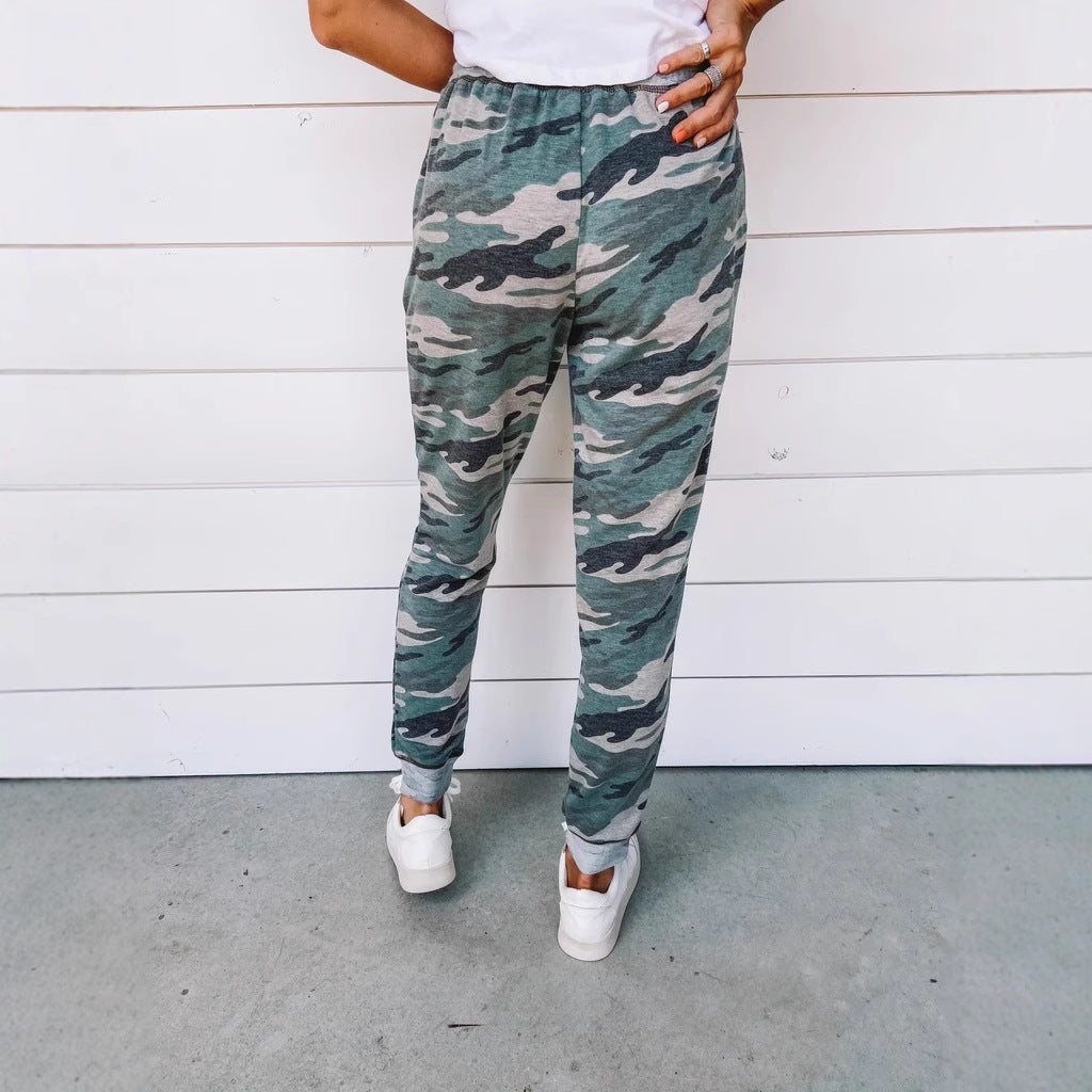 Fashionable Leopard Print Irregular Pattern Casual Pants SHOPPORA