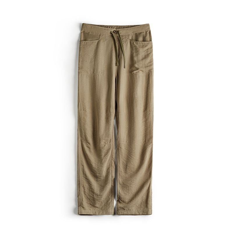 Khaki Baker Pants Old Money Style Thin Draping Linen Long Men's Summer And Autumn SHOPPORA