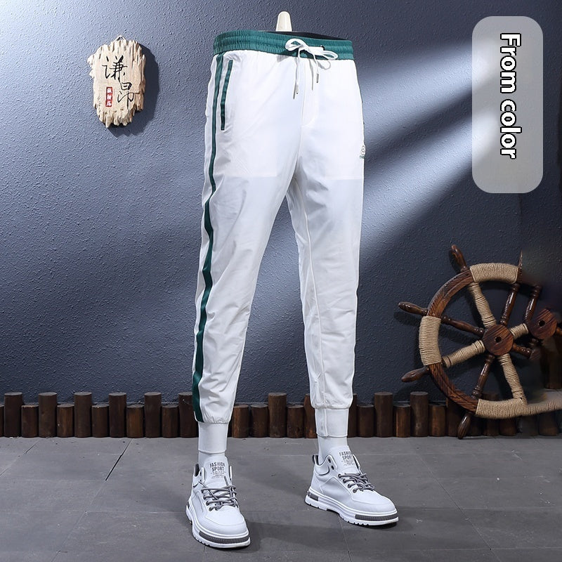 Ice Silk Breathable Stretch Slim-fitting Ankle-tied Skinny Sports Pants SHOPPORA