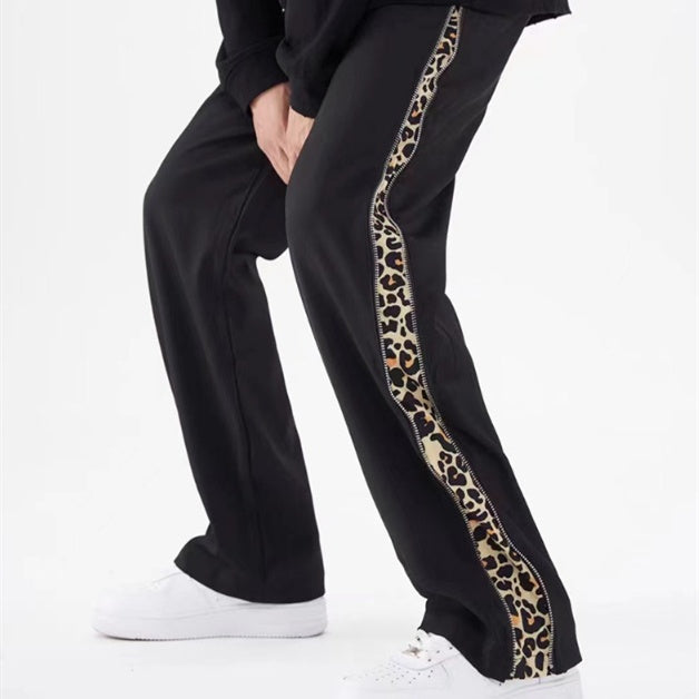 Sweatpants Zipper Leopard Print Casual Boys Loose Straight Sports Pants SHOPPORA