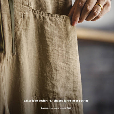 Khaki Baker Pants Old Money Style Thin Draping Linen Long Men's Summer And Autumn SHOPPORA