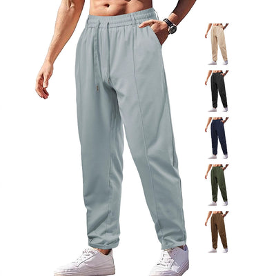 Loose, Breathable High-waist Drawstring Cotton-like Twill Woven Men's Casual Pants SHOPPORA