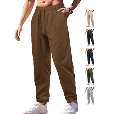 Loose, Breathable High-waist Drawstring Cotton-like Twill Woven Men's Casual Pants SHOPPORA