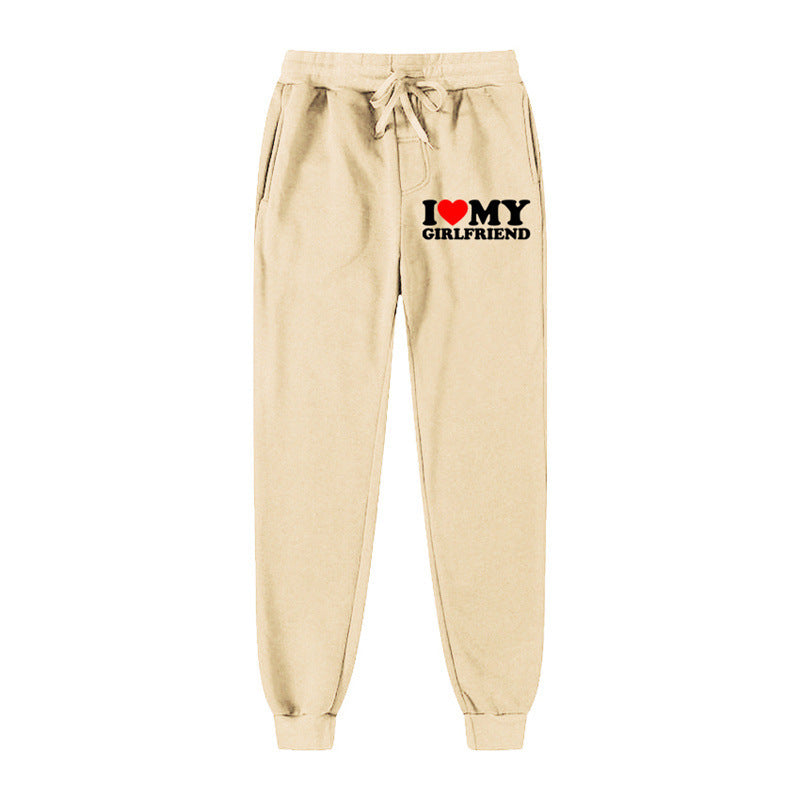 I LOVE MY GIRLFRIEND Letter Print Casual Sweatpants SHOPPORA