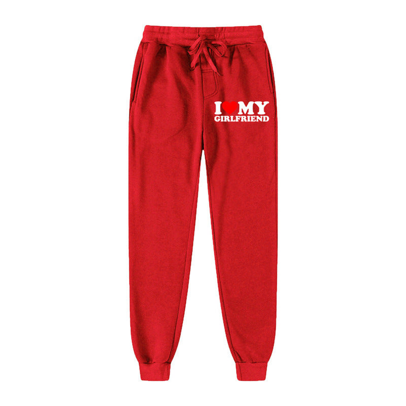 I LOVE MY GIRLFRIEND Letter Print Casual Sweatpants SHOPPORA