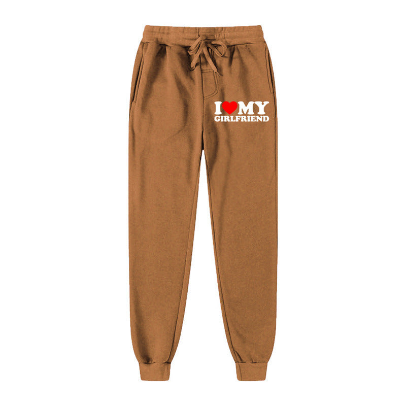 I LOVE MY GIRLFRIEND Letter Print Casual Sweatpants SHOPPORA