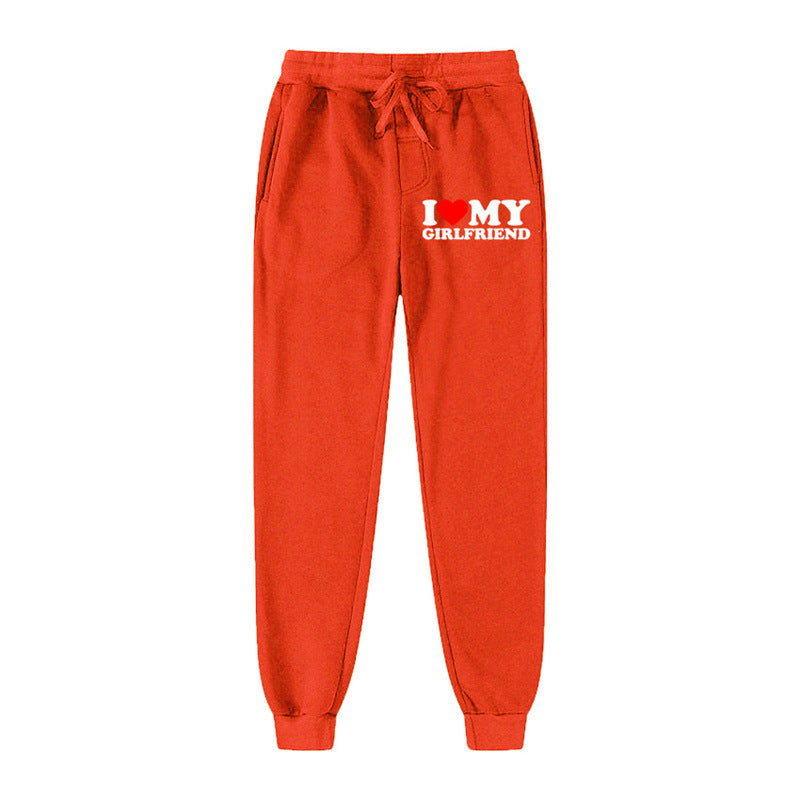 I LOVE MY GIRLFRIEND Letter Print Casual Sweatpants SHOPPORA
