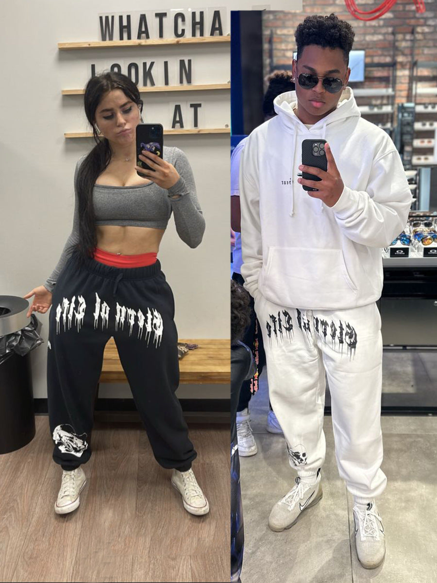 Men's Spring And Autumn Sports Casual Sweatpants Silk Screen Printed Terry Ankle Banded Pants Running Fitness Long Pants SHOPPORA