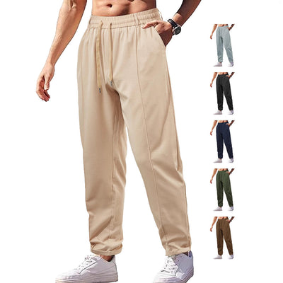 Loose, Breathable High-waist Drawstring Cotton-like Twill Woven Men's Casual Pants SHOPPORA