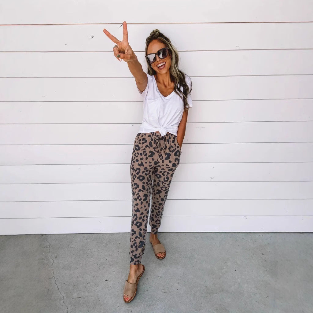 Fashionable Leopard Print Irregular Pattern Casual Pants SHOPPORA