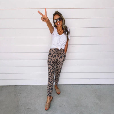 Fashionable Leopard Print Irregular Pattern Casual Pants SHOPPORA