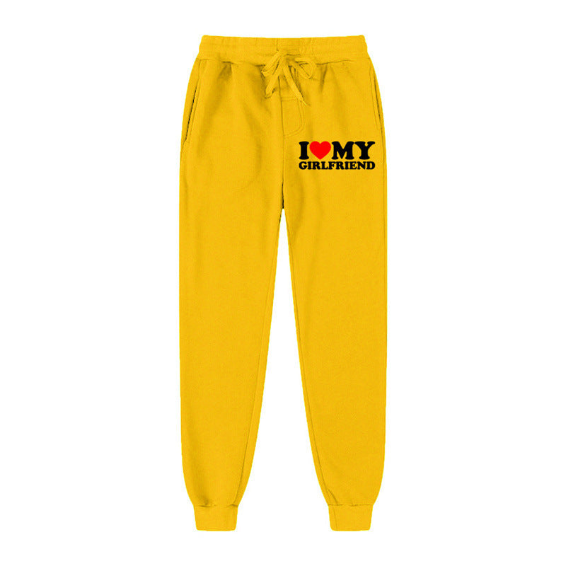 I LOVE MY GIRLFRIEND Letter Print Casual Sweatpants SHOPPORA