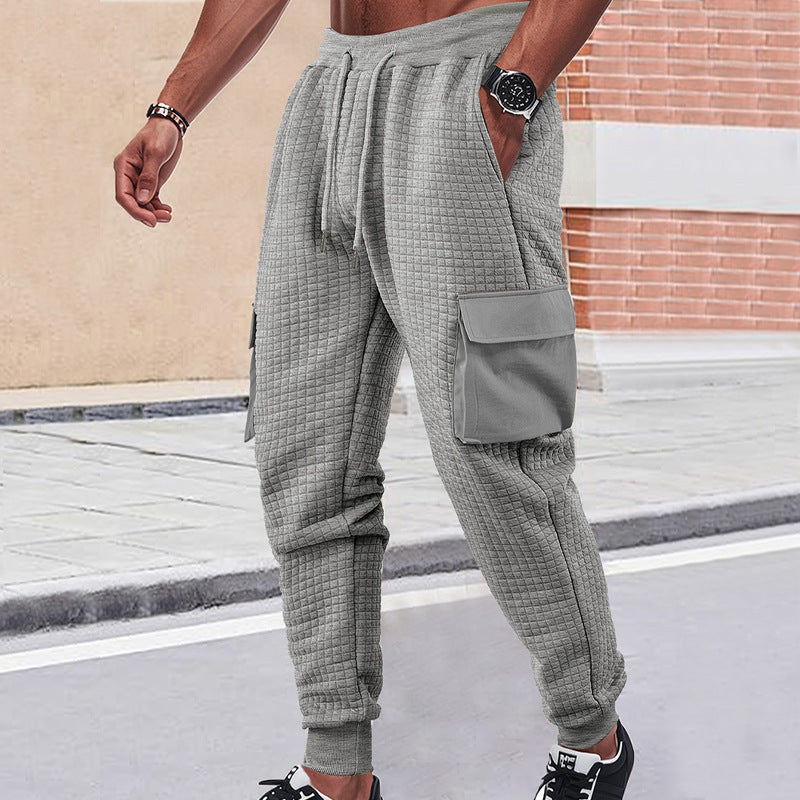 Men's Sports Sweatpants European And American Style Thickened Small Check SHOPPORA