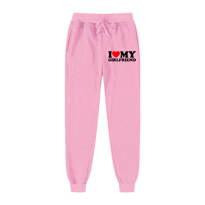 I LOVE MY GIRLFRIEND Letter Print Casual Sweatpants SHOPPORA