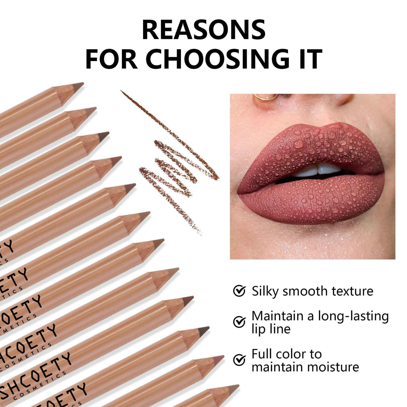 Log Matte Lipstick Lip Liner Suit Nude Long Lasting Fadeless Makeup