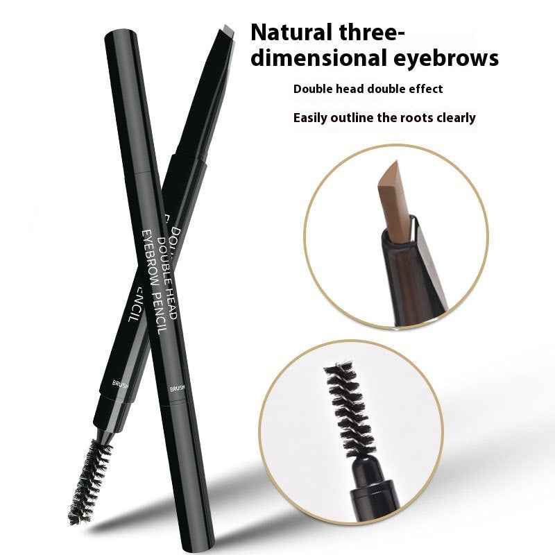 Waterproof And Sweat-proof Long-lasting Smudge-free Double-headed Automatically Rotate Eyebrow Pencil
