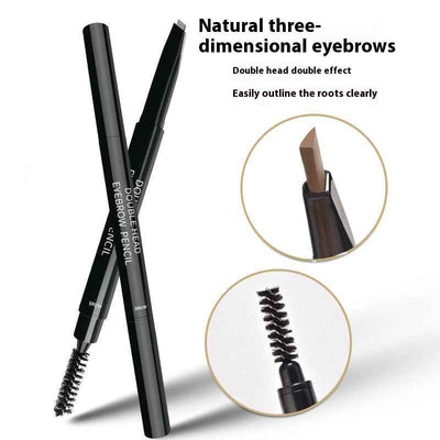 Waterproof And Sweat-proof Long-lasting Smudge-free Double-headed Automatically Rotate Eyebrow Pencil