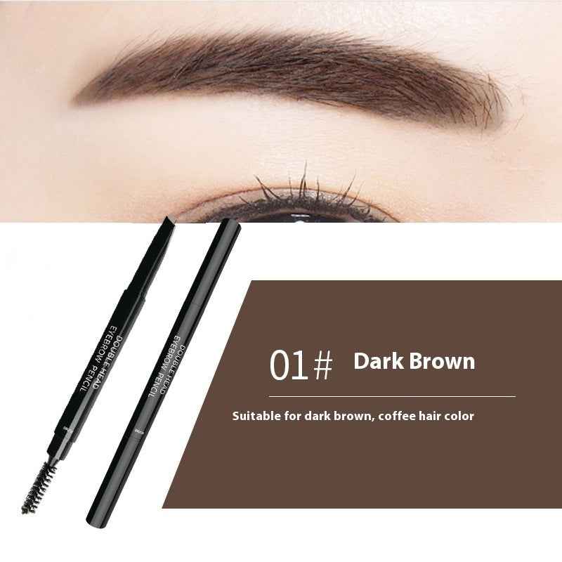 Waterproof And Sweat-proof Long-lasting Smudge-free Double-headed Automatically Rotate Eyebrow Pencil