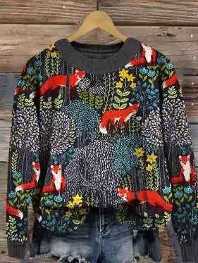 Autumn And Winter 3D Digital Printing Christmas Round Neck Top