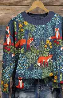 Autumn And Winter 3D Digital Printing Christmas Round Neck Top