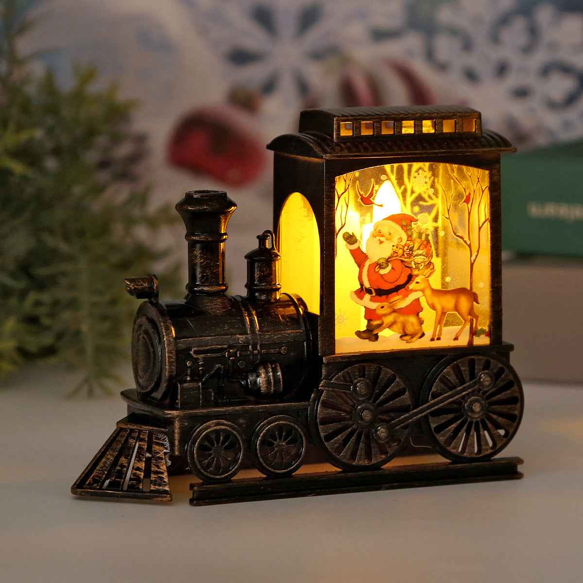 Retro Train LED Lights Christmas Plastic Glowing Night Lights