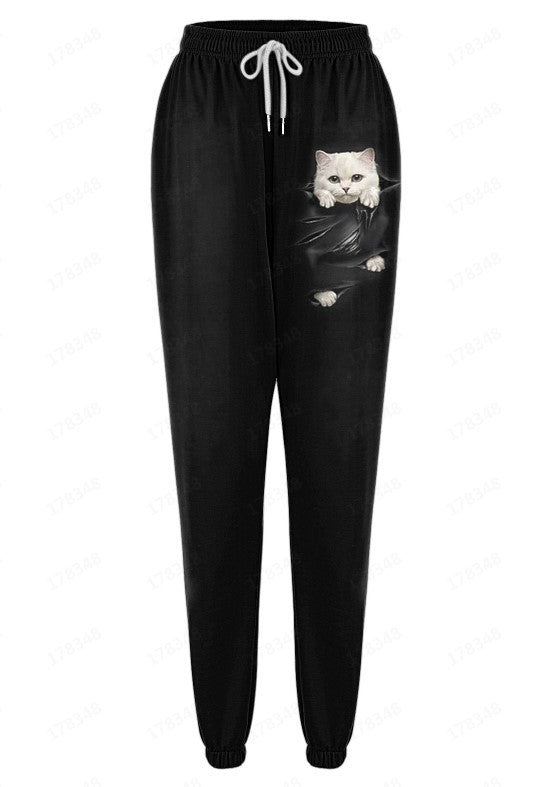 European and American Leisure Sports 3D Digital Printing Loose Couple Pants SHOPPORA