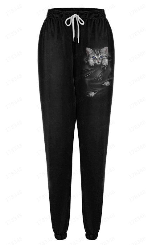 European and American Leisure Sports 3D Digital Printing Loose Couple Pants SHOPPORA