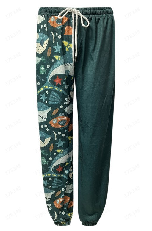 European and American Leisure Sports 3D Digital Printing Loose Couple Pants SHOPPORA