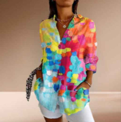 Floral Print Long-sleeved Shirt Women's Casual Button Tops Clothing