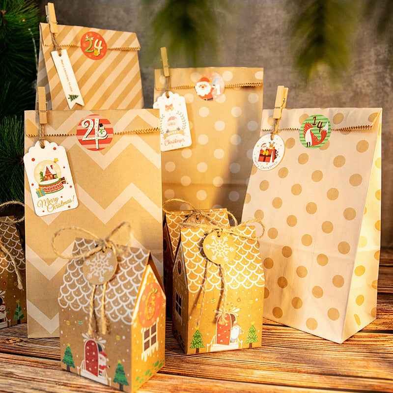 Christmas Kraft Paper Storage Gift Box 24 Sets