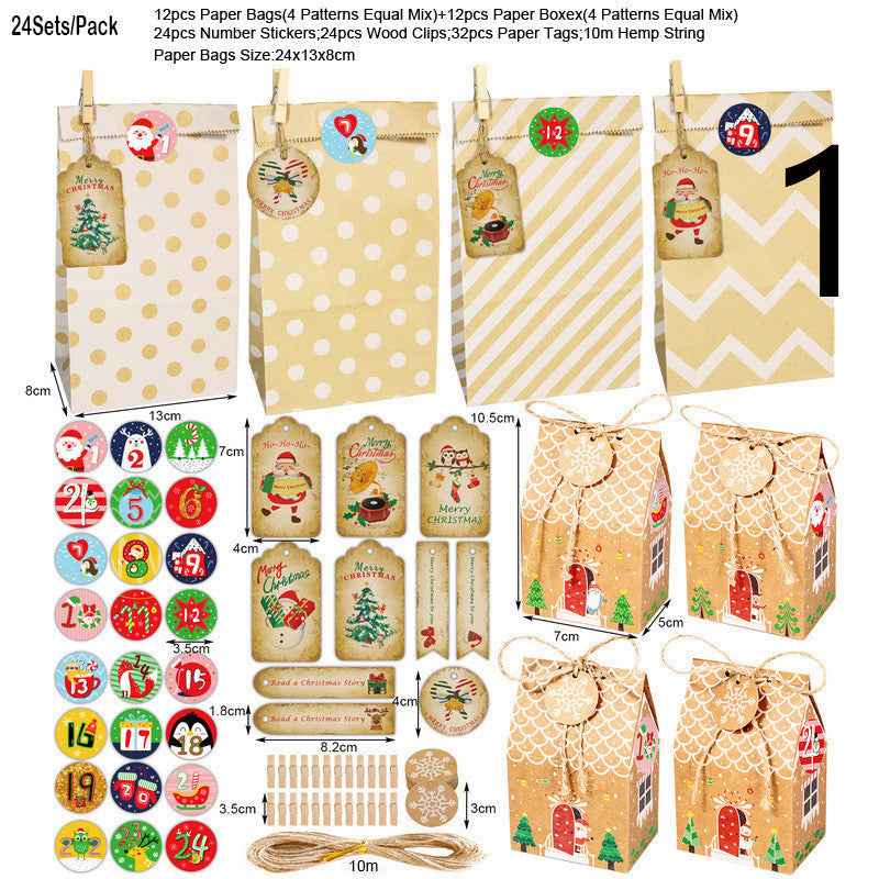 Christmas Kraft Paper Storage Gift Box 24 Sets