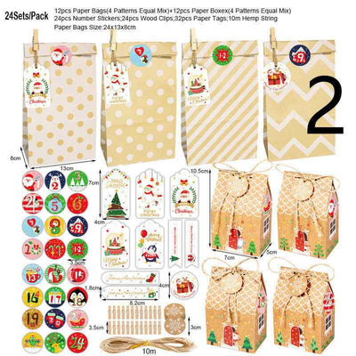 Christmas Kraft Paper Storage Gift Box 24 Sets