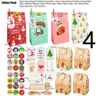 Christmas Kraft Paper Storage Gift Box 24 Sets