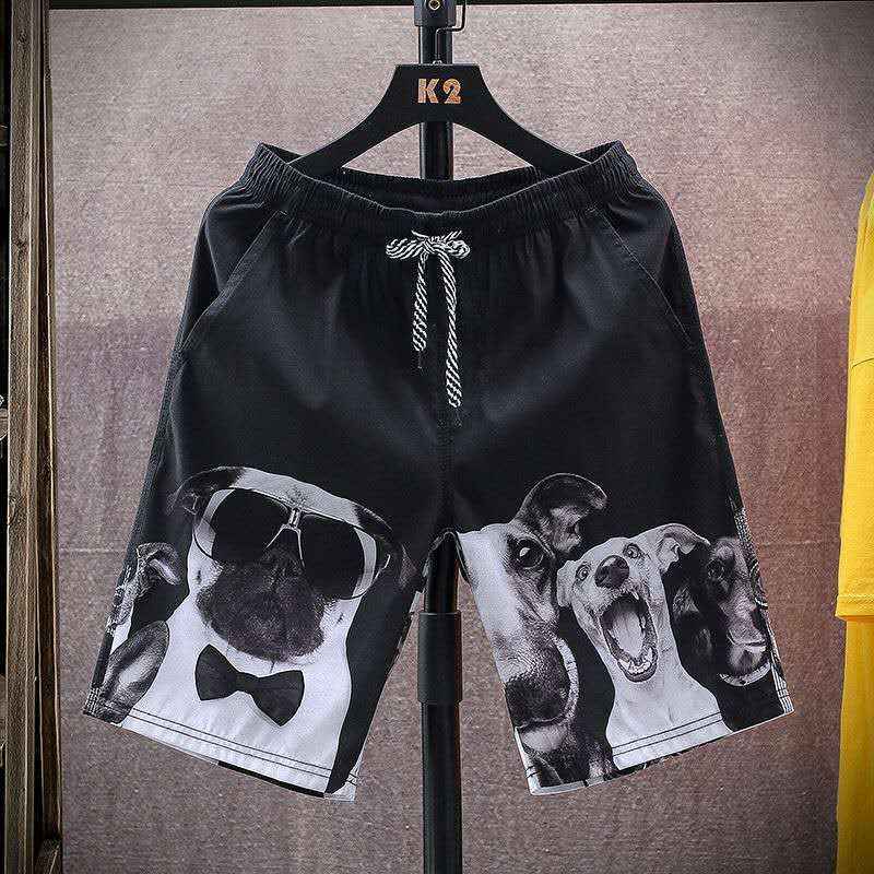 Summer Plus Size Men's Beach Pants, Men's Quick-Drying Five-Point Pants