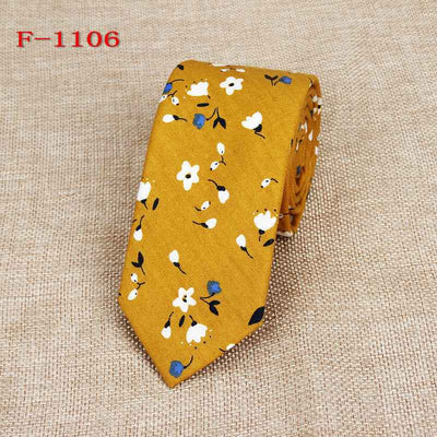 Personalized Pattern Narrow Floral Cotton Tie