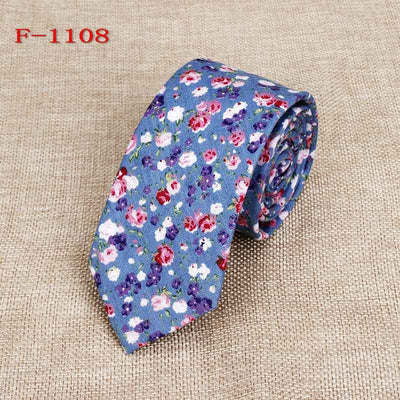 Personalized Pattern Narrow Floral Cotton Tie