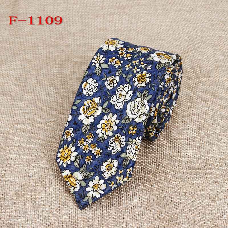 Personalized Pattern Narrow Floral Cotton Tie