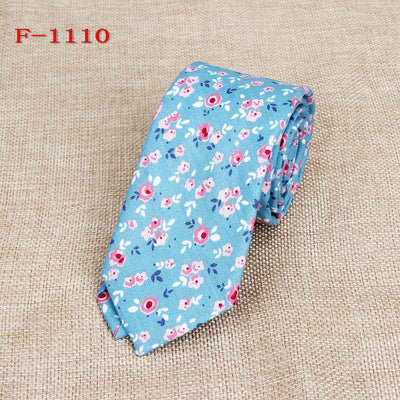 Personalized Pattern Narrow Floral Cotton Tie