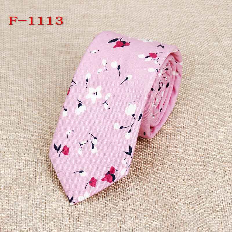 Personalized Pattern Narrow Floral Cotton Tie