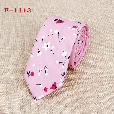 Personalized Pattern Narrow Floral Cotton Tie